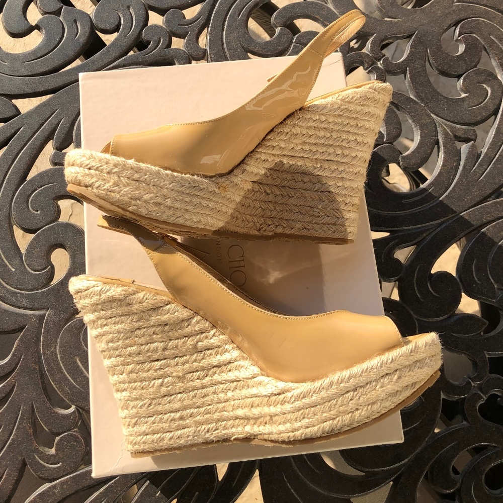 Jimmy Choo Polar Patent Espadrille Wedge